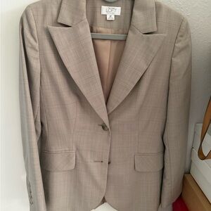LOFT Women's Beige Checkered Blazer
